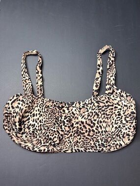 Kona Sol Leopard Print Bikini Top - Beige & Black